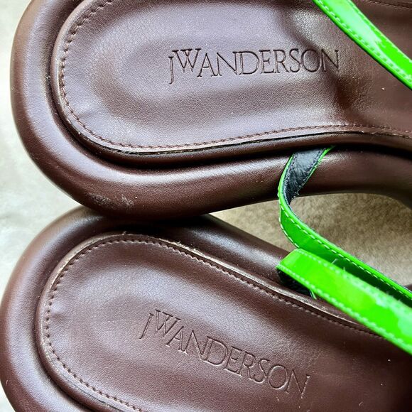 JW Anderson Bumper Tube Lime Green Patent Leather Strappy Heeled Sandal 38 US 8 - Picture 14 of 16